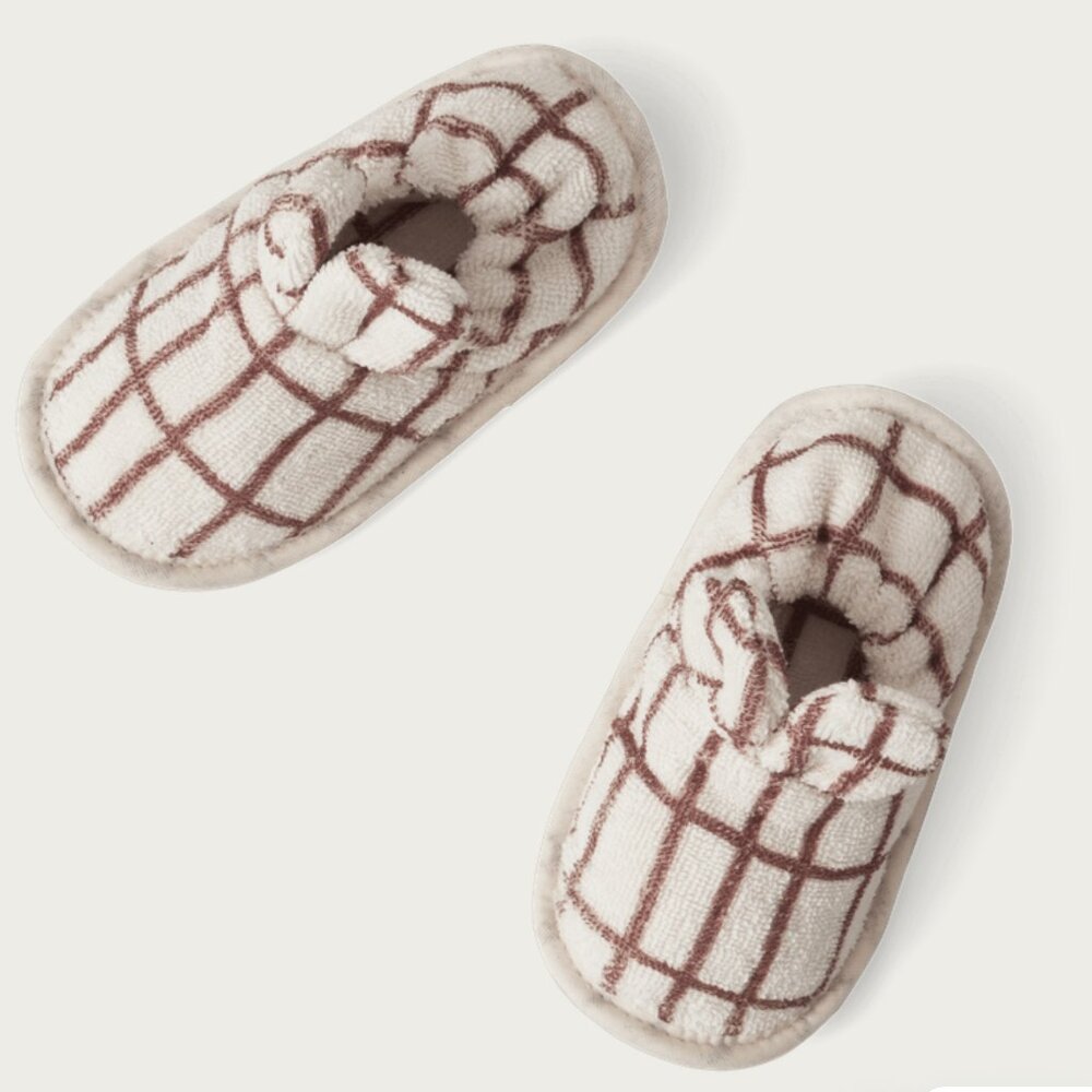 Garbo and friends Terry Slippers Checks Rust kits size 27-29